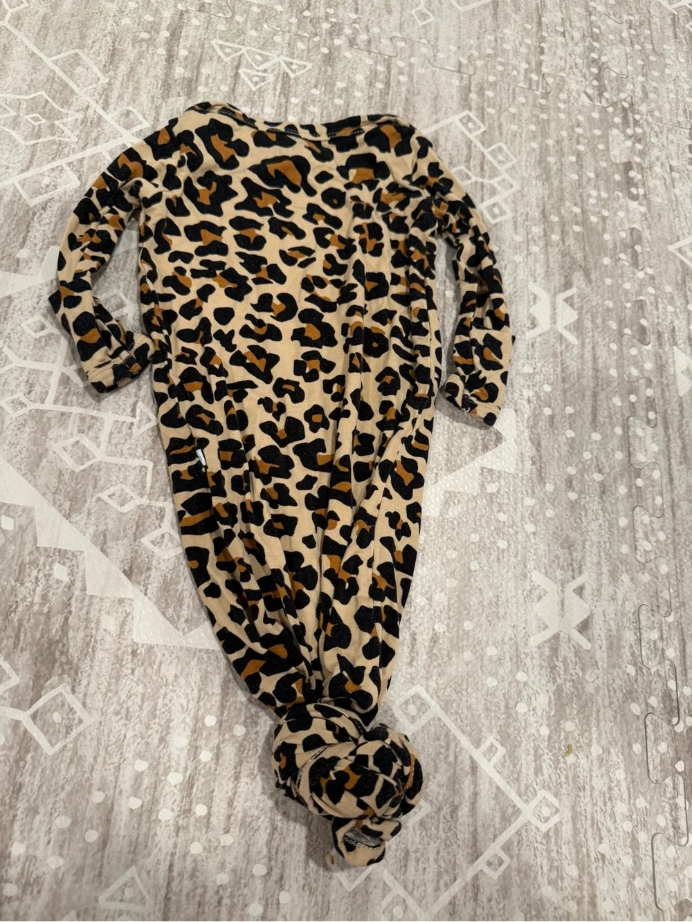 Posh Peanut Neutral Leopard Print Baby Gown - Tan, Black, Gray